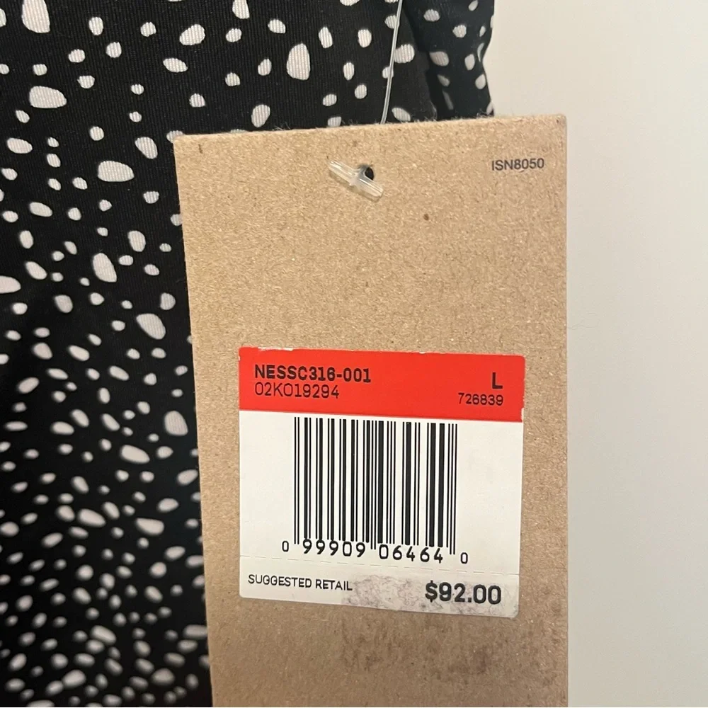 $92 NWT Nike Large Black Water Dots Keyhole Back One-Piece Swimsuit Polka Dot